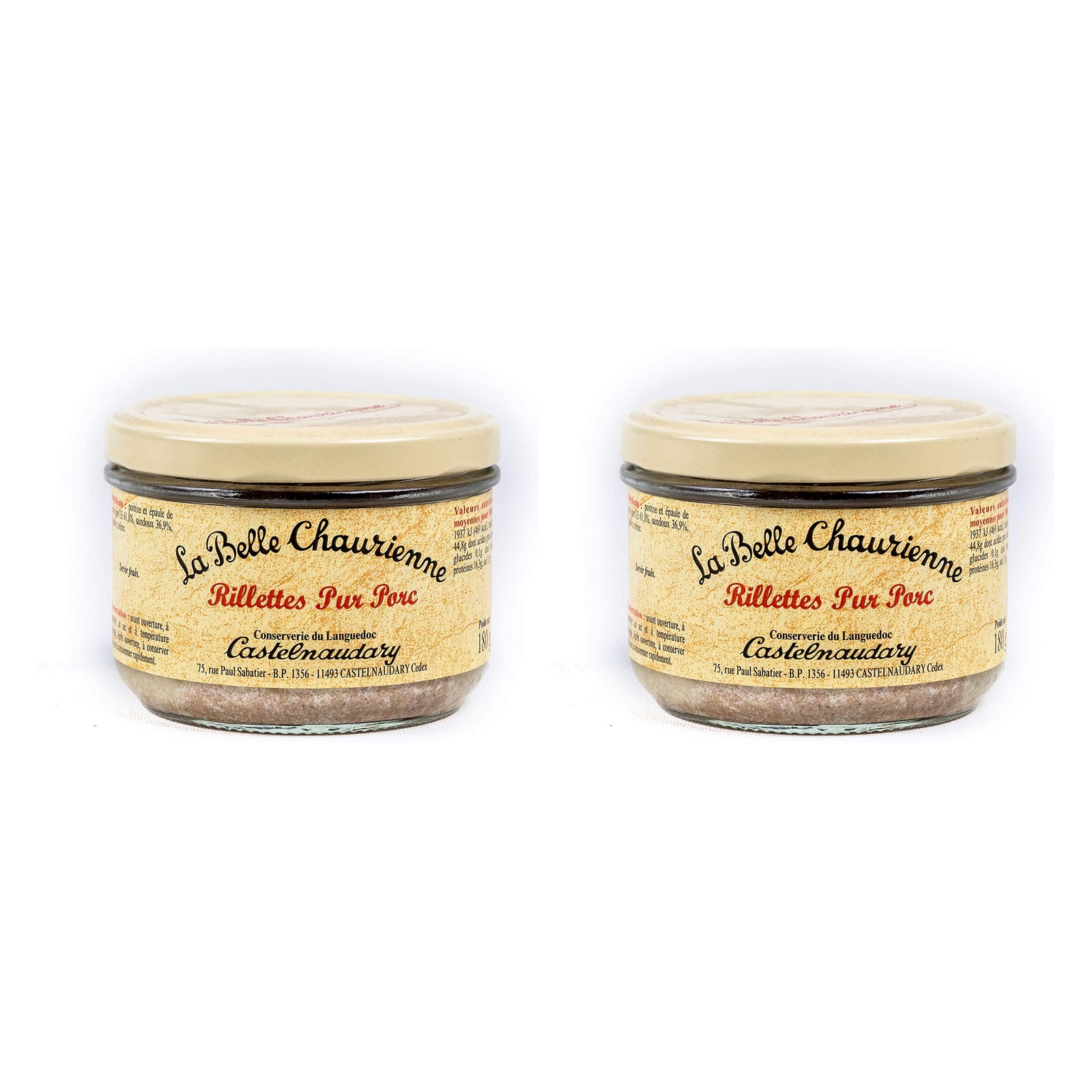 La Belle Chaurienne Pure Porc Rillettes 180g Authentic French Pâté Pack of 2