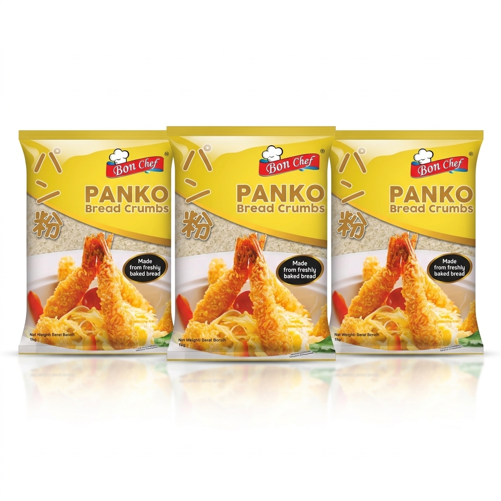 Bon Chef Panko Breadcrumbs 1kg Premium Malaysian Crispy Pack of 3 Value Bundle