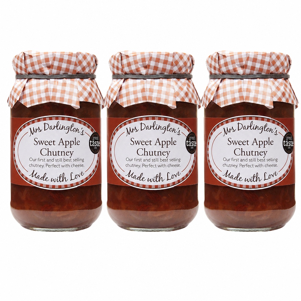Mrs Darlington's Sweet Apple Chutney 312g Fruit Preserve Pack of 3
